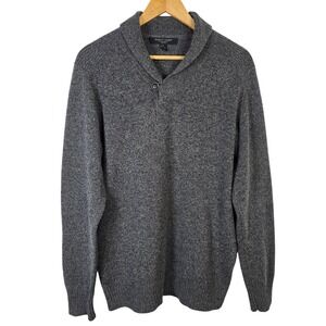 PRONTO UOMO Men's Charcoal Gray 100% Wool Shawl Collar Pullover Sweater Size L‎